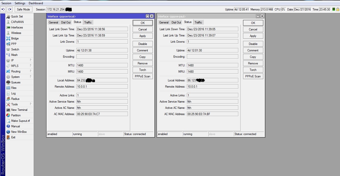 [SOLVED] 2 concurent pppoe connections on the same wan interface - MikroTik